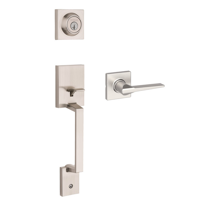 Weiser Amador Entry Handleset And Hollis Interior Lever With Smartkey Technology Satin Nickel